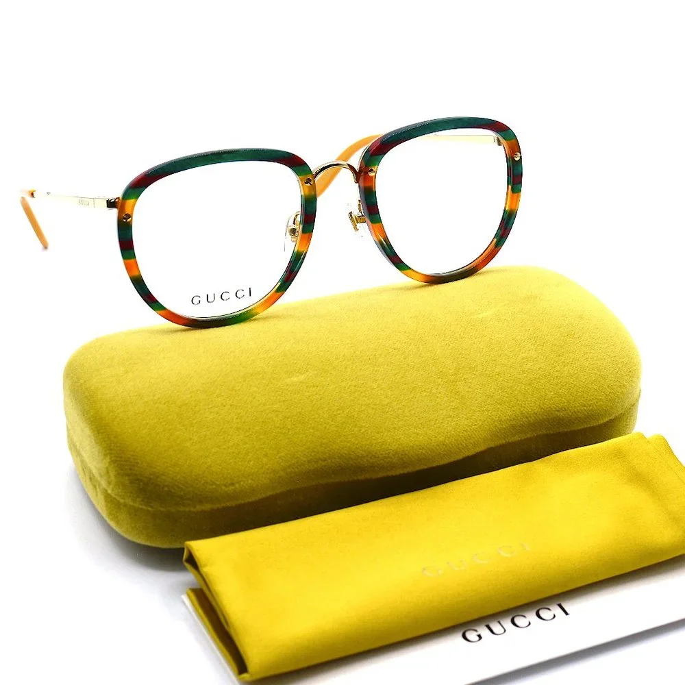 NEW GUCCI GG0675o 004 STRIPE HAVANA AUTHENTIC EYEGLASSES FRAME - Picture 1 of 13